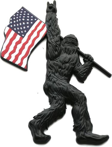 1x Sasquatch Car Badge Emblem Fishing USA Flag Decal Compatible with Ford Bronco Universal Car Truck SUV (Colorful USA Flag-Matte Black) in Saudi Arabia