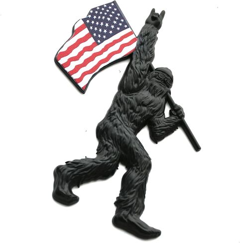 1x Sasquatch Car Badge Emblem Fishing USA Flag Decal Compatible with Ford Bronco Universal Car Truck SUV (Colorful USA Flag-Matte Black) in Saudi Arabia