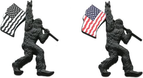 1x Sasquatch Car Badge Emblem Fishing USA Flag Decal Compatible with Ford Bronco Universal Car Truck SUV (Colorful USA Flag-Matte Black) in Saudi Arabia