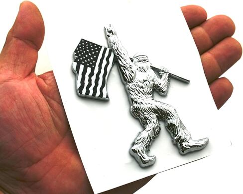 1x Sasquatch Car Badge Emblem Fishing USA Flag Decal Compatible with Ford Bronco Universal Car Truck SUV (Colorful USA Flag-Matte Black) in Saudi Arabia