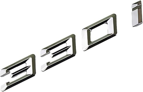330i Emblem Decal Car Numbers Letters Decal Plating Badge 3D Metal Style Fit for 330i Car Model Silver in Kuwait