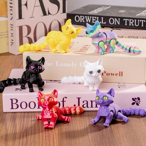 6 PCS Colorful 3D Printed Cat Fidget 3D Print Animals Fidget Toys Decor Stress Relief for Adults Kids, Perfect Desk Pets for Kids Classroom in Saudi Arabia