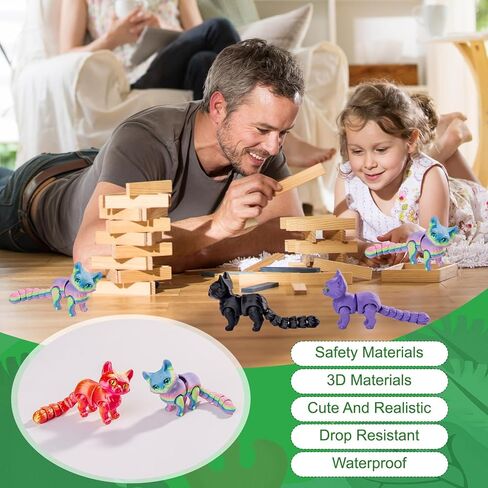 6 PCS Colorful 3D Printed Cat Fidget 3D Print Animals Fidget Toys Decor Stress Relief for Adults Kids, Perfect Desk Pets for Kids Classroom in Saudi Arabia