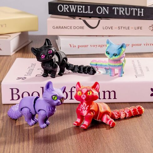 6 PCS Colorful 3D Printed Cat Fidget 3D Print Animals Fidget Toys Decor Stress Relief for Adults Kids, Perfect Desk Pets for Kids Classroom in Saudi Arabia