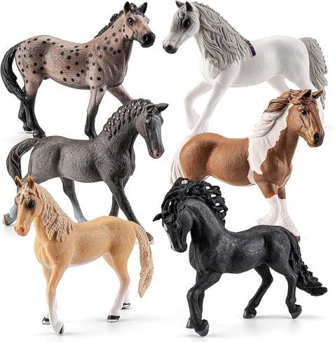 6PCS 6" Large Horse Figurines Farm Animal Toys for Girls Boys, Realistic Farm Animals Figurines Learning Toys for Toddlers, Horse Party Favors Birthday Gift Cake Toppers for Kids in Kuwait