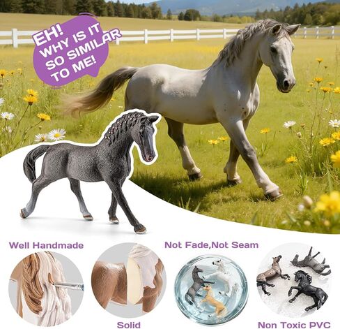 6PCS 6" Large Horse Figurines Farm Animal Toys for Girls Boys, Realistic Farm Animals Figurines Learning Toys for Toddlers, Horse Party Favors Birthday Gift Cake Toppers for Kids in Kuwait