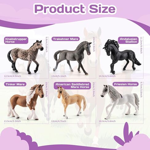 6PCS 6" Large Horse Figurines Farm Animal Toys for Girls Boys, Realistic Farm Animals Figurines Learning Toys for Toddlers, Horse Party Favors Birthday Gift Cake Toppers for Kids in Kuwait