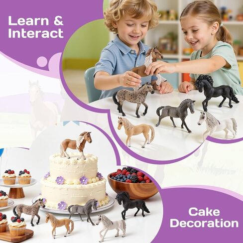 6PCS 6" Large Horse Figurines Farm Animal Toys for Girls Boys, Realistic Farm Animals Figurines Learning Toys for Toddlers, Horse Party Favors Birthday Gift Cake Toppers for Kids in Kuwait