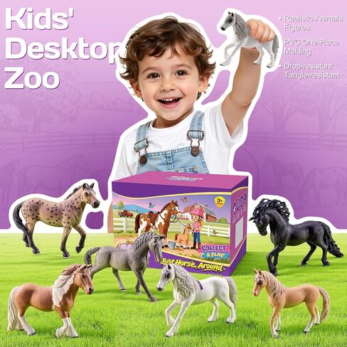 6PCS 6" Large Horse Figurines Farm Animal Toys for Girls Boys, Realistic Farm Animals Figurines Learning Toys for Toddlers, Horse Party Favors Birthday Gift Cake Toppers for Kids in Kuwait