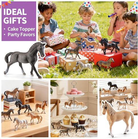 6PCS 6" Large Horse Figurines Farm Animal Toys for Girls Boys, Realistic Farm Animals Figurines Learning Toys for Toddlers, Horse Party Favors Birthday Gift Cake Toppers for Kids in Kuwait