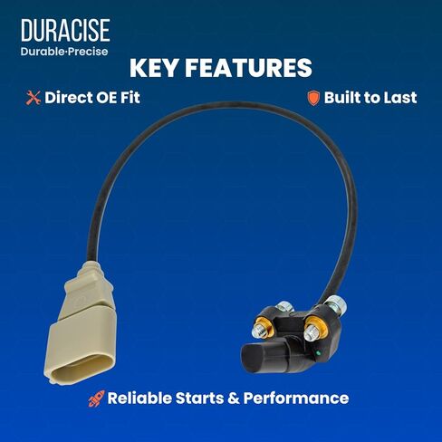 DURACISE Crankshaft Position Sensor Compatible with 2005-2018 VW Jetta, 2010-2014 Golf, 2006-2014 Beetle, 2012-2014 Passat, 2005-2010 Bora, 2006-2009 Rabbit & 2012-2013 Audi TT | 2.5L | OEM 07K906433B in Kuwait