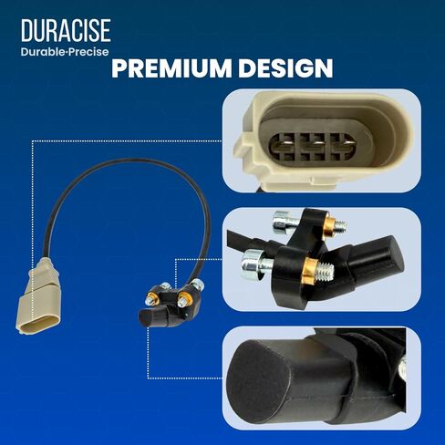 DURACISE Crankshaft Position Sensor Compatible with 2005-2018 VW Jetta, 2010-2014 Golf, 2006-2014 Beetle, 2012-2014 Passat, 2005-2010 Bora, 2006-2009 Rabbit & 2012-2013 Audi TT | 2.5L | OEM 07K906433B in Kuwait