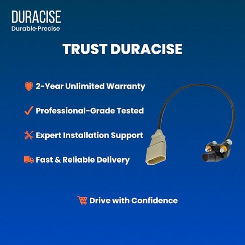 DURACISE Crankshaft Position Sensor Compatible with 2005-2018 VW Jetta, 2010-2014 Golf, 2006-2014 Beetle, 2012-2014 Passat, 2005-2010 Bora, 2006-2009 Rabbit & 2012-2013 Audi TT | 2.5L | OEM 07K906433B in Kuwait