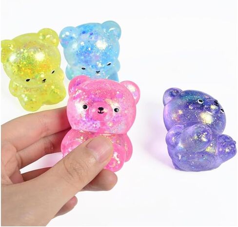 4PCS Glitter Bear Stress Ball – Sugar Bear Squishies, Stress Relief Slow Rise Stress Relief Fidget Toys for Adults in Saudi Arabia