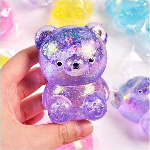 4PCS Glitter Bear Stress Ball – Sugar Bear Squishies, Stress Relief Slow Rise Stress Relief Fidget Toys for Adults in Saudi Arabia