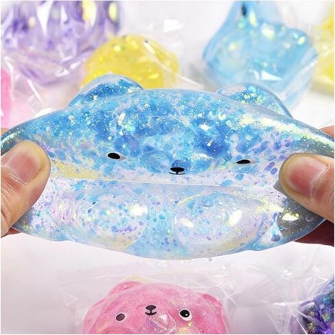 4PCS Glitter Bear Stress Ball – Sugar Bear Squishies, Stress Relief Slow Rise Stress Relief Fidget Toys for Adults in Saudi Arabia