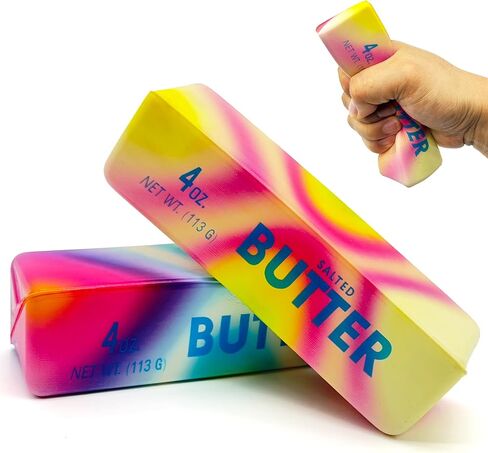 2PCS Rainbow Butter Stick Squishy, Slow Rising Squishy Toys, Slow Rebound Stress Relief Squeeze Toys Gifts for Kids Adults, Cheese Dumpling Squishy Fidget Toys for Classroom Office Travel Relaxation in Saudi Arabia