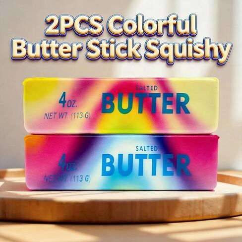 2PCS Rainbow Butter Stick Squishy, Slow Rising Squishy Toys, Slow Rebound Stress Relief Squeeze Toys Gifts for Kids Adults, Cheese Dumpling Squishy Fidget Toys for Classroom Office Travel Relaxation in Saudi Arabia