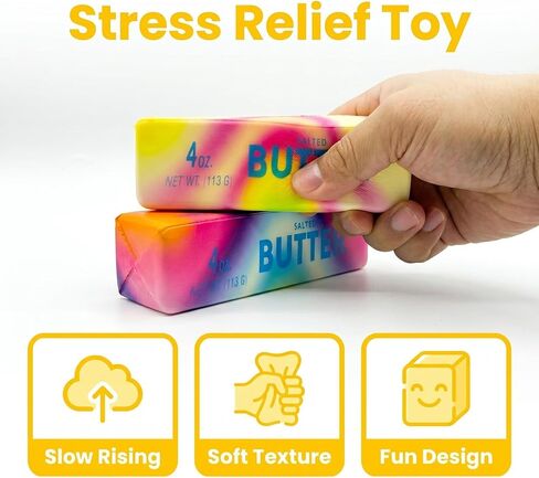 2PCS Rainbow Butter Stick Squishy, Slow Rising Squishy Toys, Slow Rebound Stress Relief Squeeze Toys Gifts for Kids Adults, Cheese Dumpling Squishy Fidget Toys for Classroom Office Travel Relaxation in Saudi Arabia