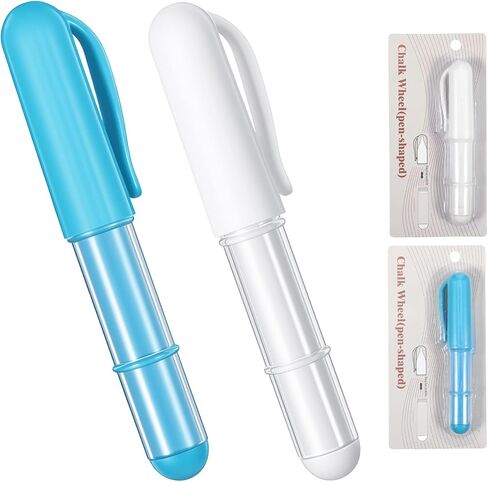2Pcs Fabric Chalk for Sewing, Chalks Pencils for Sewings, Sewing Chalk for Fabric, Wipeable and Washable Markers for Cloth, Leather(Blue, White) in Saudi Arabia