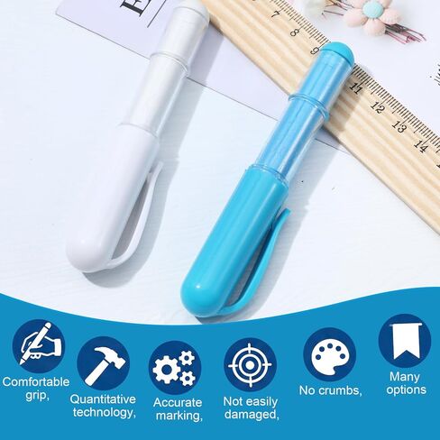 2Pcs Fabric Chalk for Sewing, Chalks Pencils for Sewings, Sewing Chalk for Fabric, Wipeable and Washable Markers for Cloth, Leather(Blue, White) in Saudi Arabia