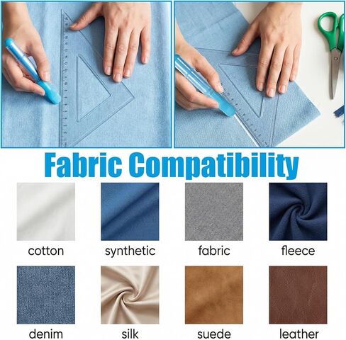 2Pcs Fabric Chalk for Sewing, Chalks Pencils for Sewings, Sewing Chalk for Fabric, Wipeable and Washable Markers for Cloth, Leather(Blue, White) in Saudi Arabia