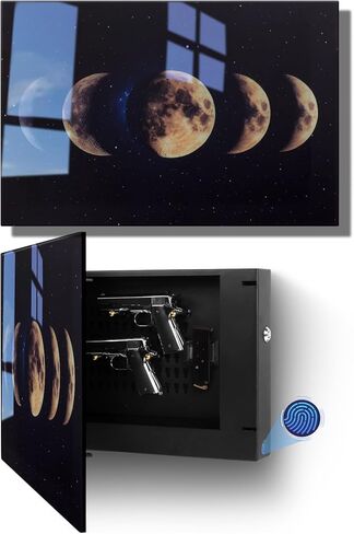 Biometric Hidden Gun Safe fits 2 pistols,Quick Access Hidden Gun Storage with Movable Bracket and Magazine,Wall Mount Gun Safe for Secure Firearm Storage with Fingerprint, Key Access(18.8 inch) in Saudi Arabia
