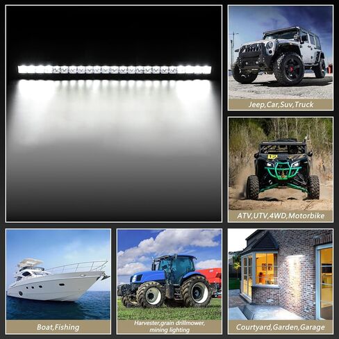 52in LED Light Bar, Single Row Flood Spot Beam Combo 12v Offroad Driving Light Fog Work Strip Lights Waterproof for Boat ATV Utv SUV Pickup 4x4 Truck Can Am X3 Light Roof Bumper in Saudi Arabia