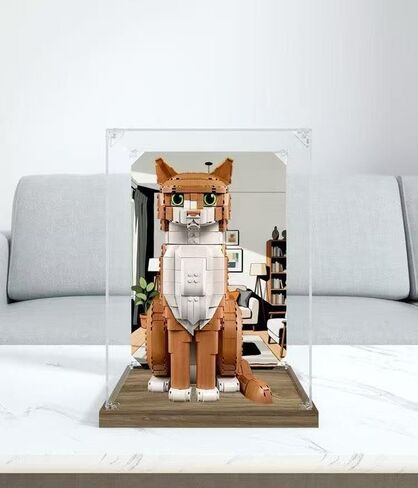 Upgraded 3MM Acrylic Display Case for Lego 21376 Orange Cat Building Set,Dustproof Clear Display Case Compatible with Lego 21376(Not Include The Model) in Saudi Arabia