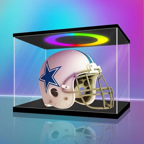 LANSCOERY Acrylic Display Case 9.8x7.9x15.8 in, 10mm Base, RGB Ring Light, 3mm Clear Panels, Front Door for Action Figures and Models in Saudi Arabia
