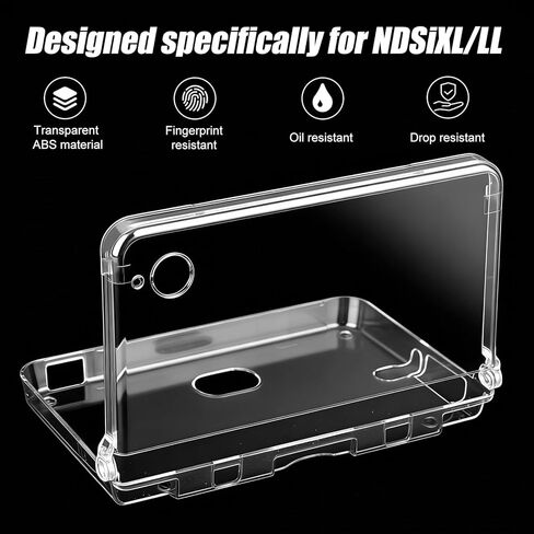 Hard Shell Clear Crystal Case Cover for NDSi XL & NDSi LL, Transparent Case Anti-Fingerprint Anti-Scratch Hard PVC Shell for Retro Game Enthusiasts or Collectors in Kuwait