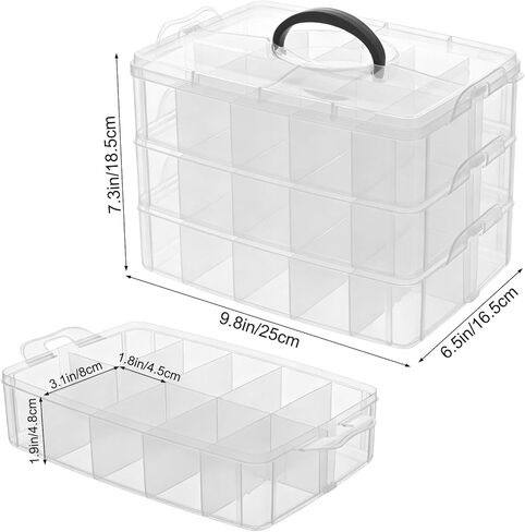 3-Tier 1/64 Scale Toy Car Storage Case with Carrying Handle Portable Transparent Storage Case Compatible with Matchbox Car Hot Wheels 30 Transparent Compartments Organizer for 30 Toy Cars in Saudi Arabia