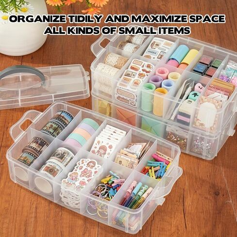3-Tier 1/64 Scale Toy Car Storage Case with Carrying Handle Portable Transparent Storage Case Compatible with Matchbox Car Hot Wheels 30 Transparent Compartments Organizer for 30 Toy Cars in Saudi Arabia