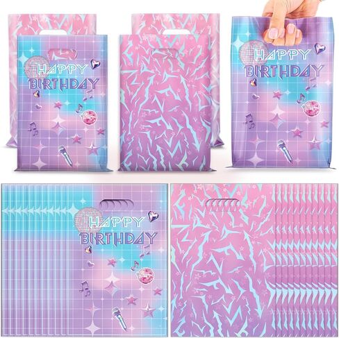 50 Pcs K Pop Party Favor Bags with Handles, Double Sided Demon Energy Pattern Plastic Goodie Gift Bags Bulk Aesthetic Treat Candy Pouch‌ for Girls Movie Birthday Party Supplies (k pop energy) in Saudi Arabia