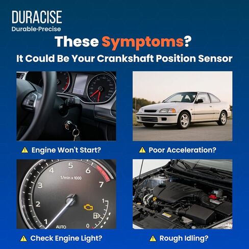 DURACISE Engine Crankshaft Position Sensor Compatible with 1999-2000 Honda Civic 1.6L, 1996-1997 Honda Civic del Sol 1.6L, 1997-2001 Honda CR-V 2.0L, 1994-2001 Acura Integra 1.8L, OEM #37500P72A01 in Kuwait