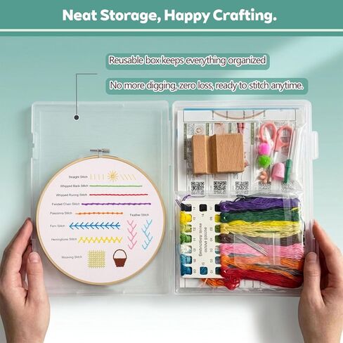 CLRDIVA First Embroidery Kit for Beginners: Pre-Printed Needlepoint Starter Kits with Complete Tools & Step-By-Step Videos Guide - Zero Stress to Learn 31 Stitches - Adults Relaxing DIY Craft Hobby in Saudi Arabia