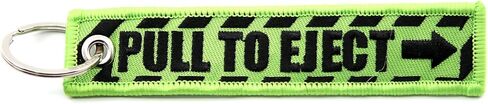 PULL TO EJECT Key Chain - Lime Green/black embroidered letters - Keychain Jet Tag (1) in Kuwait