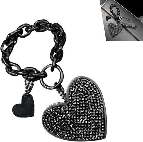 Cute Heart Keychain Wristlet, Sparkling Rhinestone Microfiber Leather Horseshoe Buckle Key Decoration in Kuwait