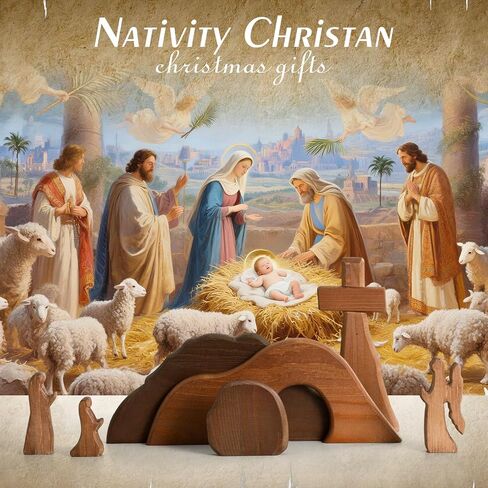 The Empty Tomb Easter Scene Set - 7-Piece, Christian Cross Decorations, Decorations Religious Jesus Tomb Easter Kit Display for The Home, Tabletop, Office - Wooden (Warm-Brown) in Saudi Arabia