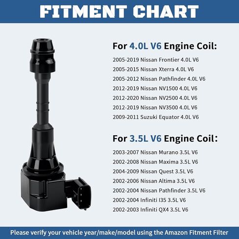 حزمة ملف الإشعال إيريديوم شمعات الإشعال 6 عبوات لـ 4.0L V6 Nissan Xterra Frontier Pathfinder 2005 2006 2007 2008 2009 2010 2011 2012 2013 2014 2015 2016 2017، 3.5L 02-06 ألتيما كويست مورانو ماكسيما in Kuwait