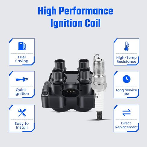 Set of 2 Ignition Coil and 8 Platinum Spark Plug with Wire Set Compatible with Ford 1997 1998 1999 F-150 F-250 Expedition Crown Victoria Grand Marquis Town Car 4.6L V8 Replacement for FD487 in Saudi Arabia