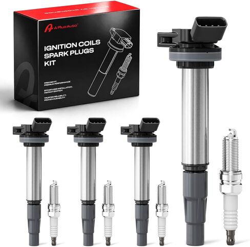 Ignition Coil Packs and Spark Plugs for Toyota Corolla Prius Matrix 2009 2010 2011 2012 2013 2014 2015 2016 2017 1.8 L4 Spark Plugs & Coils, UF596, Set of 4 in Saudi Arabia