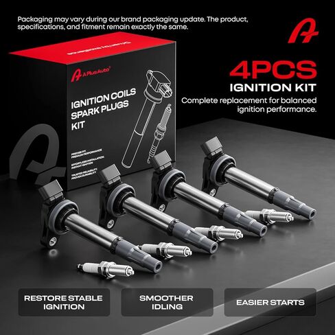 Ignition Coil Packs and Spark Plugs for Toyota Corolla Prius Matrix 2009 2010 2011 2012 2013 2014 2015 2016 2017 1.8 L4 Spark Plugs & Coils, UF596, Set of 4 in Saudi Arabia