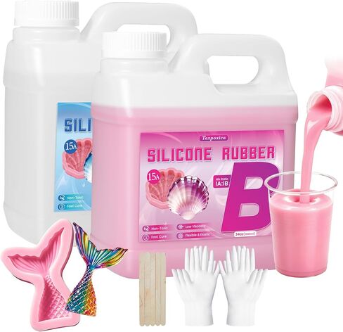 Silicone Mold Making Kit 68oz, 15A Platinum Cure Silicone Rubber, Liquid Silicone for Mold Casting of Resin/Soap/Candle/Wax/Concrete/Clay, Pink in Saudi Arabia