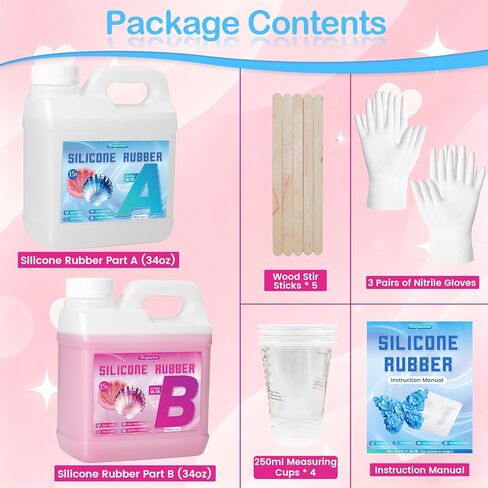 Silicone Mold Making Kit 68oz, 15A Platinum Cure Silicone Rubber, Liquid Silicone for Mold Casting of Resin/Soap/Candle/Wax/Concrete/Clay, Pink in Saudi Arabia