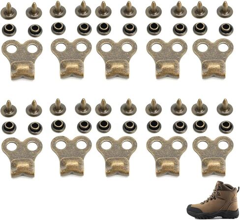 10 Set Hiking Boots Lace Hooks Replacement Bronze Boot Shoe Laces Eyelets Hook with Rivets Speed Hooks for Hiking Shoe Work Boots Mountaineering Shoes Climbing Boots Military Tactical Boot in Kuwait