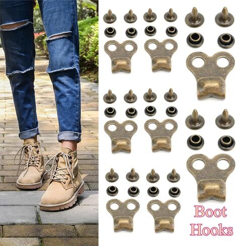 10 Set Hiking Boots Lace Hooks Replacement Bronze Boot Shoe Laces Eyelets Hook with Rivets Speed Hooks for Hiking Shoe Work Boots Mountaineering Shoes Climbing Boots Military Tactical Boot in Kuwait