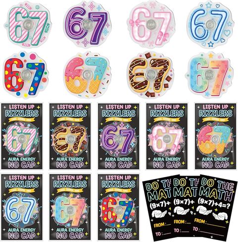 67 Fidget Spinner Party Favor - 24 Sets Spring Easter Gifts 6 7 Mini Colorful Fidget Spinner with Greeting Cards Anxiety Stress Relief Sensory Toy for Adult Office ADHD Birthday Goodie Bag in Saudi Arabia