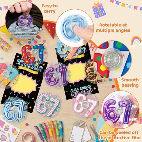 67 Fidget Spinner Party Favor - 24 Sets Spring Easter Gifts 6 7 Mini Colorful Fidget Spinner with Greeting Cards Anxiety Stress Relief Sensory Toy for Adult Office ADHD Birthday Goodie Bag in Saudi Arabia