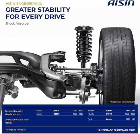 AISIN AFTERMARKET SABAZ-00816 مجموعة من 2 ممتص الصدمات للتعليق الأمامي - متوافق مع Ford Ranger 1998-2011، Mazda B2300 2001-2009، B2500 1998-2001، B3000 1998-2007، B4000 1998-2006 - RWD in Kuwait